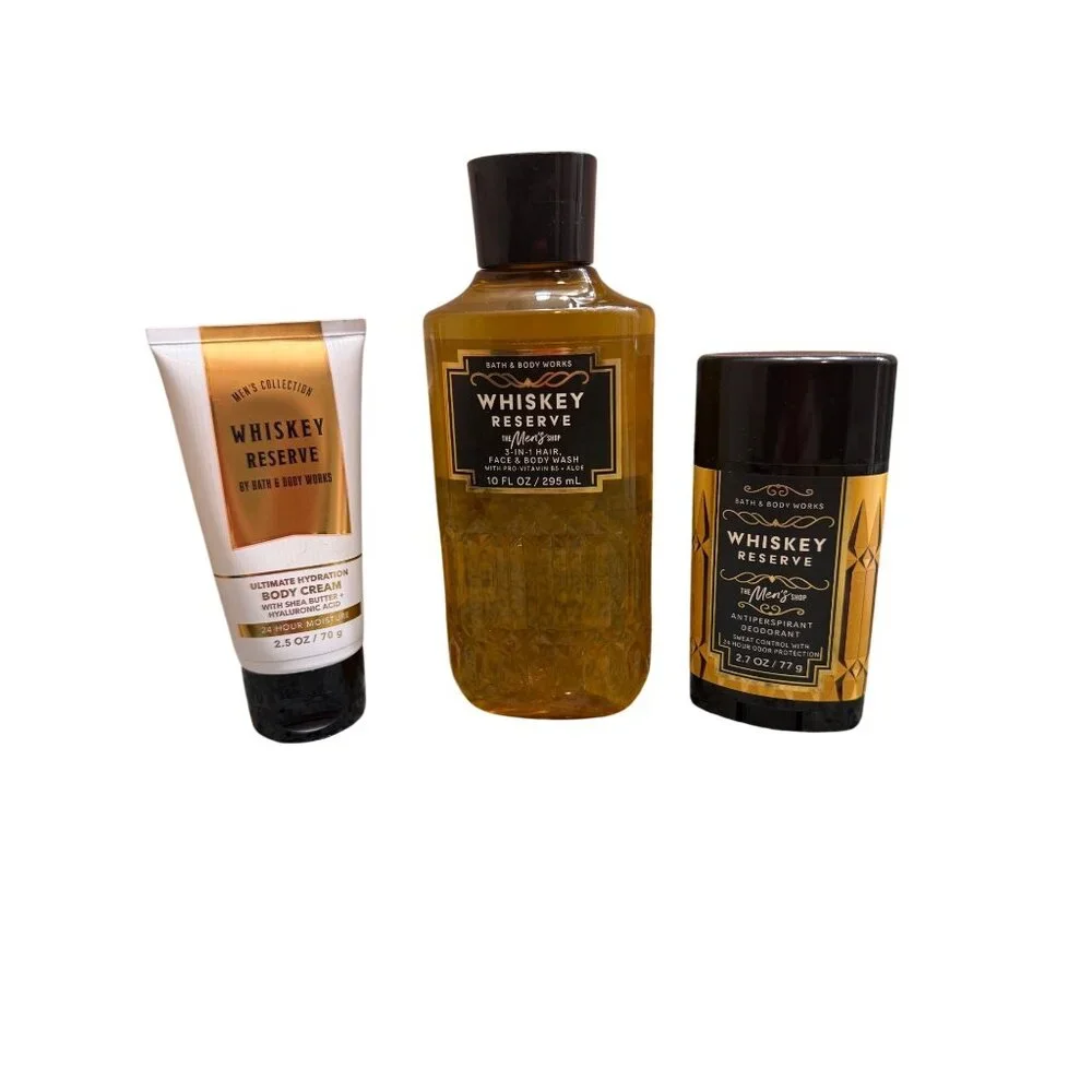 Bath & Body Works Whiskey Reserve Mens Grooming Trio Skincare Set NEW